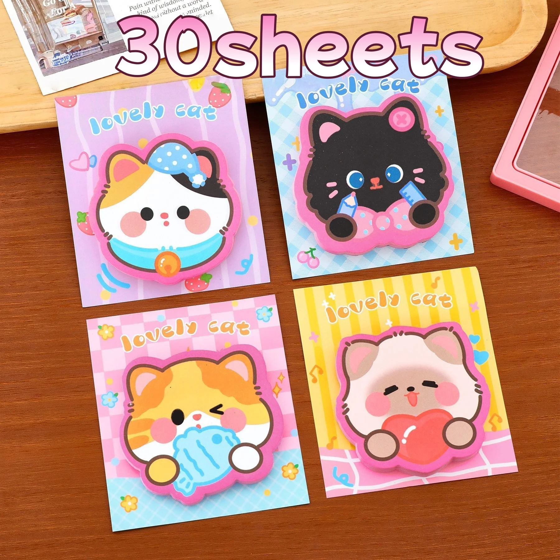 

30/120 листов мультяшный кот липкие заметки милые наклейки блокноты студенческие учебные канцелярские принадлежности