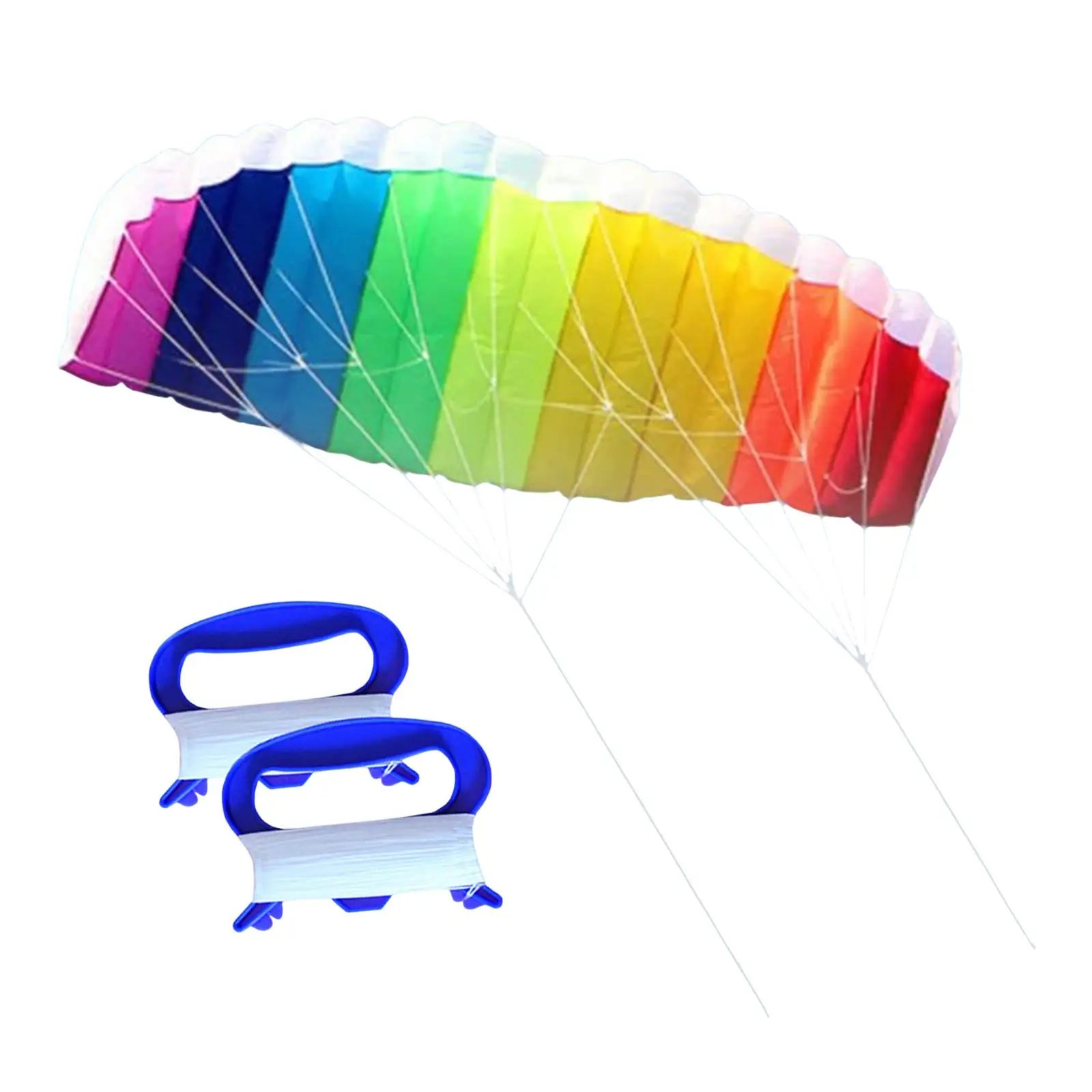 Double Line Stunt Powered Sport Kite 140 cm Rainbow No Skeleton with Kite Spool Set for Beach Outdoor Entertainment Adults