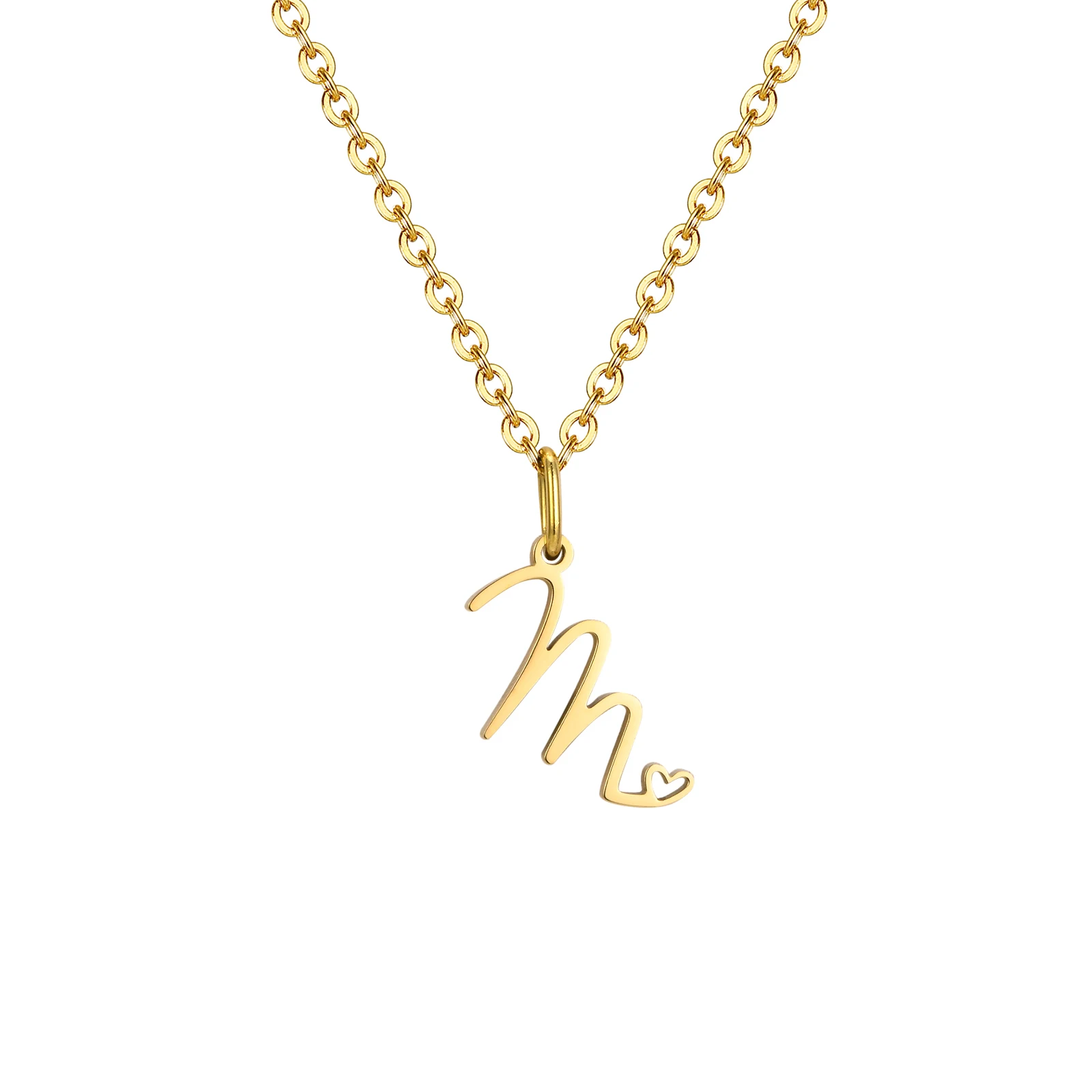 Zierliche Herz-Initial-Halskette für Damen, vergoldeter A-Z-Buchstaben-Anhänger, wasserdichter Edelstahl-Monogramm-Schmuck, personalisierbar.
