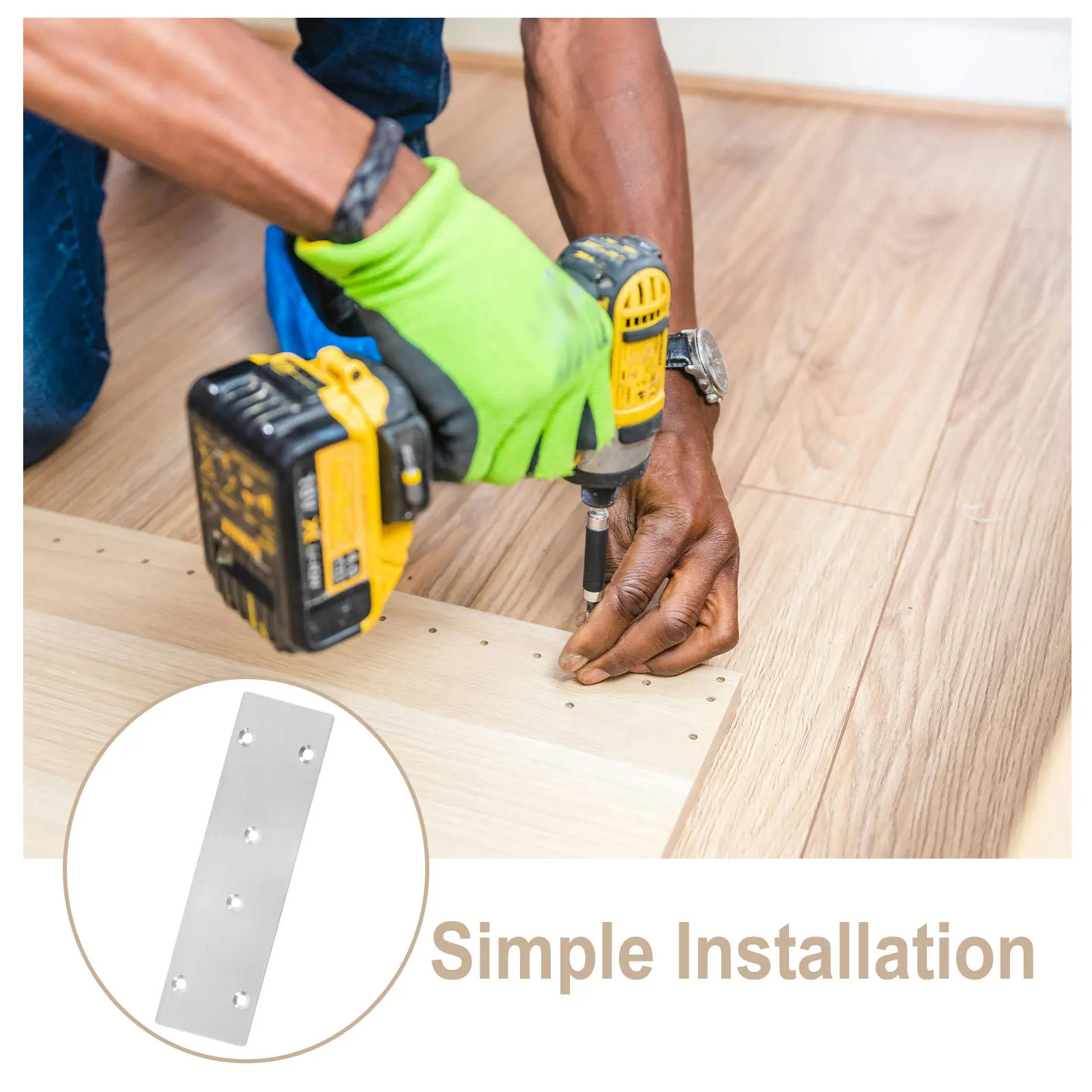 10Pcs Furniture Repair Brackets Stainless Steel Flat Mending Plates 15mm Screws Straight Brace Metal Joining Plates for Wood