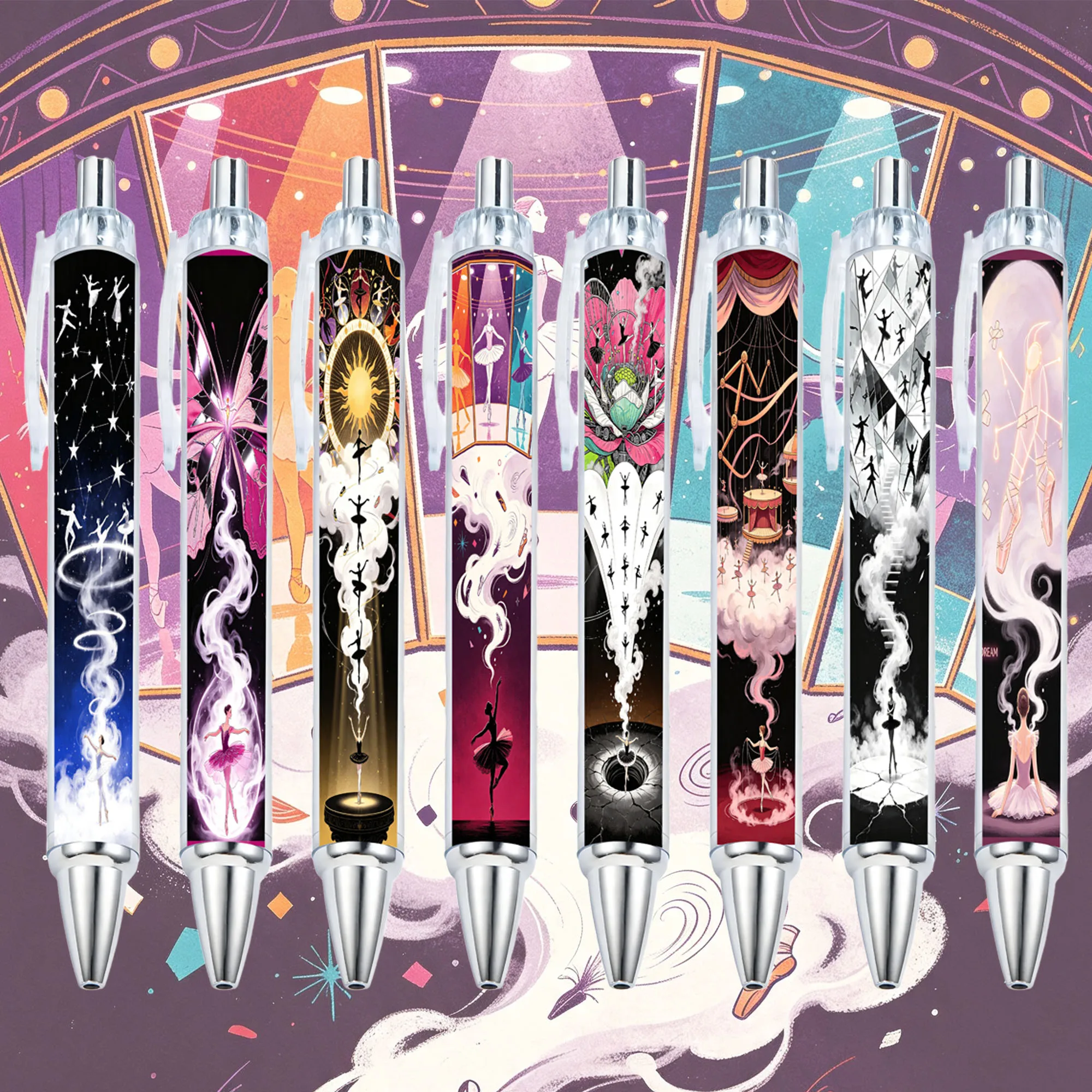 8Pcs/14Pcs Dance-Themed Ballpoint Pens, Dream Dance-Themed Gift Pens, Office Writing Pens, Random Styles