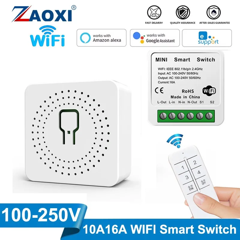 Interruptor inteligente eWelink Easylink con Wifi, Control remoto inalámbrico, controlador de temporizador, funciona con Smart Life, Alexa, Alice, Google Home