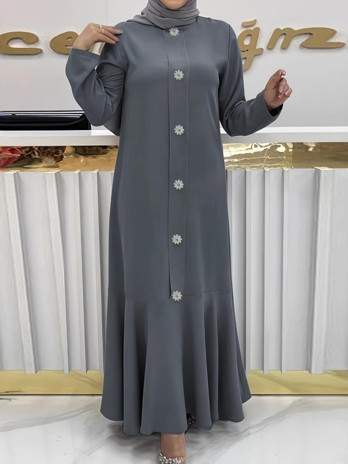 

Ид однобортное женское платье мусульманская абайя вечерние рубашка Джалабия Рамадан Vestidos Largos офисный женский длинный халат марокко кафтан