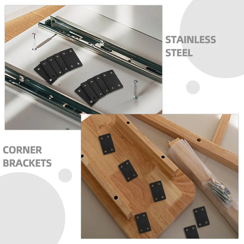 1Set Stainless Steel Corner Brackets Flat Straight Brace with Furniture Fixing Supports Wood Joint Metal Plates