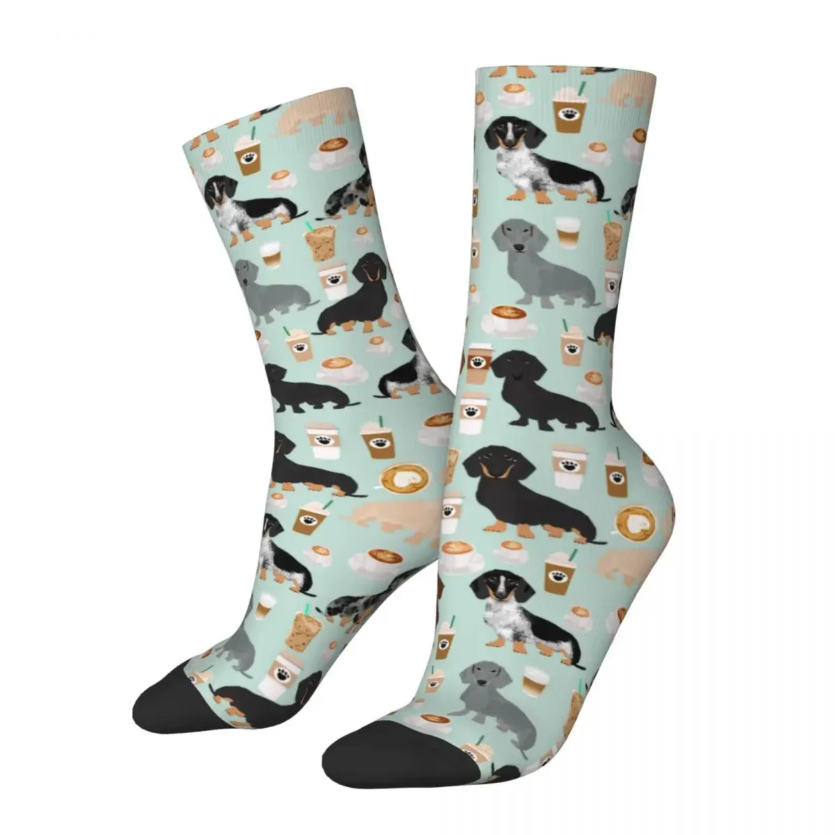 

Autumn Winter Harajuku Women Men Dachshund Dogs Coffee Socks Animal Non-slip Sports Socks