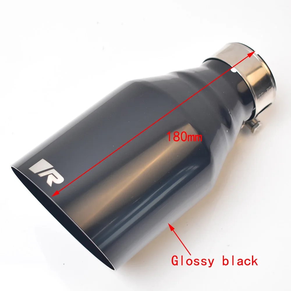 R Universal Stainless Steel Car Muffler Accessory Matt Black Slash Cut End Pipe Automotive Exhaust Tip