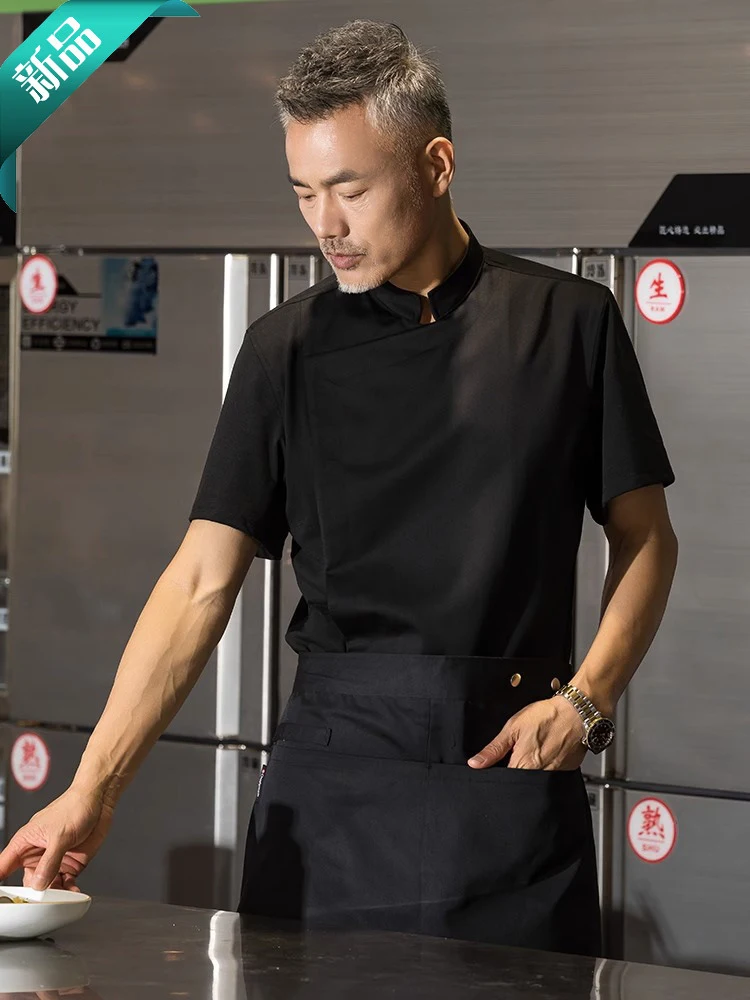 chef's-workwear-for-women-in-summer-short-sleeved-for-kitchen-back-kitchen-canteen-restaurant-catering-hotel-cake-baking