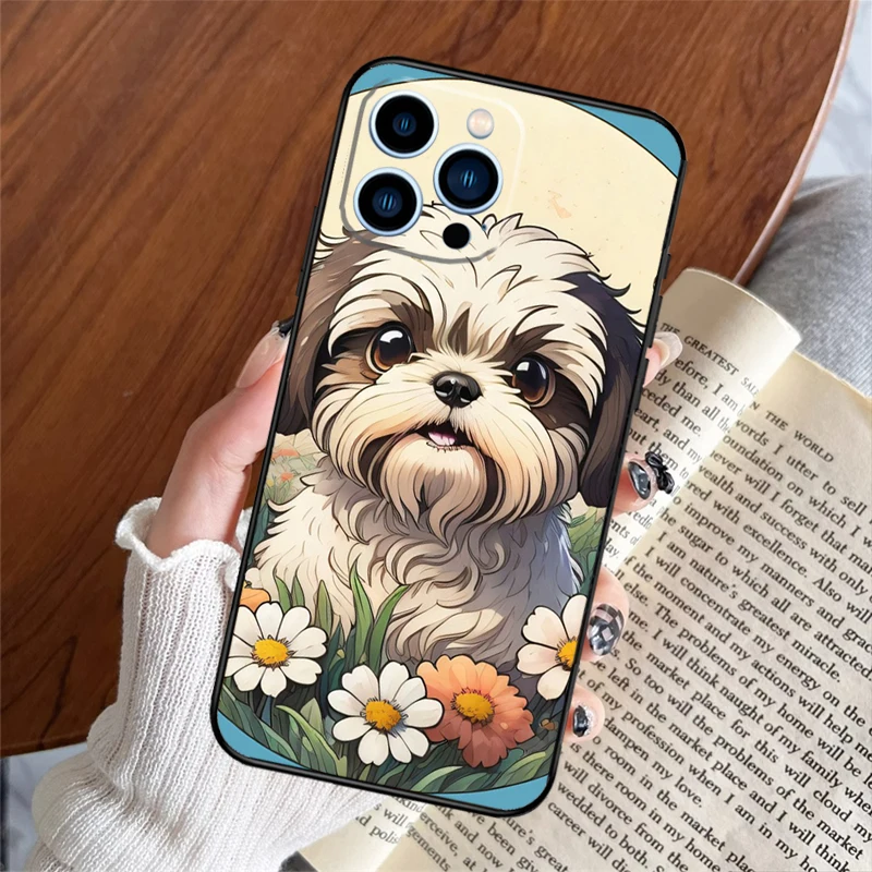 Cartoon Shih Tzu Dog Case For iPhone 16 15 11 12 13 14 Pro Max XS X XR 6S 7 8 Plus 12 13 Mini Back Cover