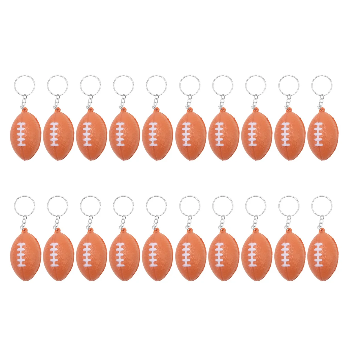 20 Pack Rugby Ball Keychains for Party Favors,Rugby Stress Ball,School Carnival Reward,Sports Centerpiece Decorations