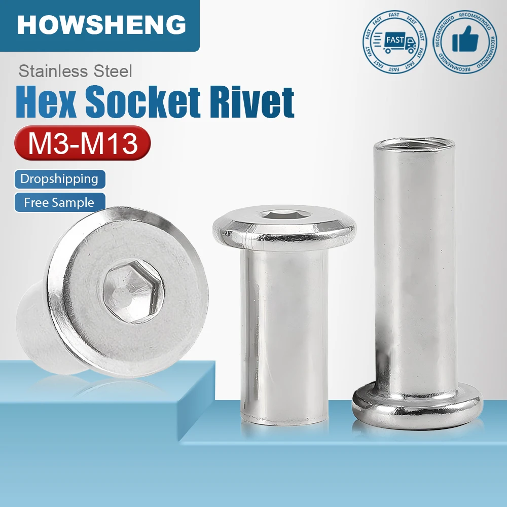 

Hex Socket Furniture Rivet Connector Insert Joint Sleeve Cap Nuts m4s m5 m6 Stainless Steel Hexagon Binding Sleeve Nut for Bed