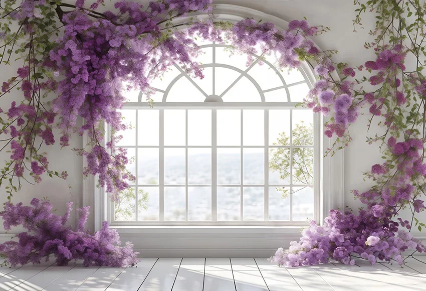 Mehofond Photography Backdrop Indoor Blue Purple Flower Wedding Princess Birthday Party Maternity Window Background Photo Studio