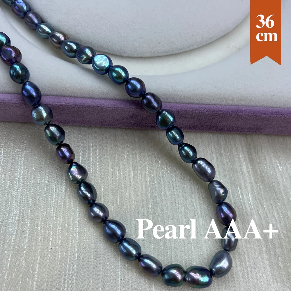 

8-9mm Natural Freshwater Black Pearl Beads Rice Pearl Loose Spcaer Beaded for Making DIY Jewerly Neklace Bracelet Earrings 36CM