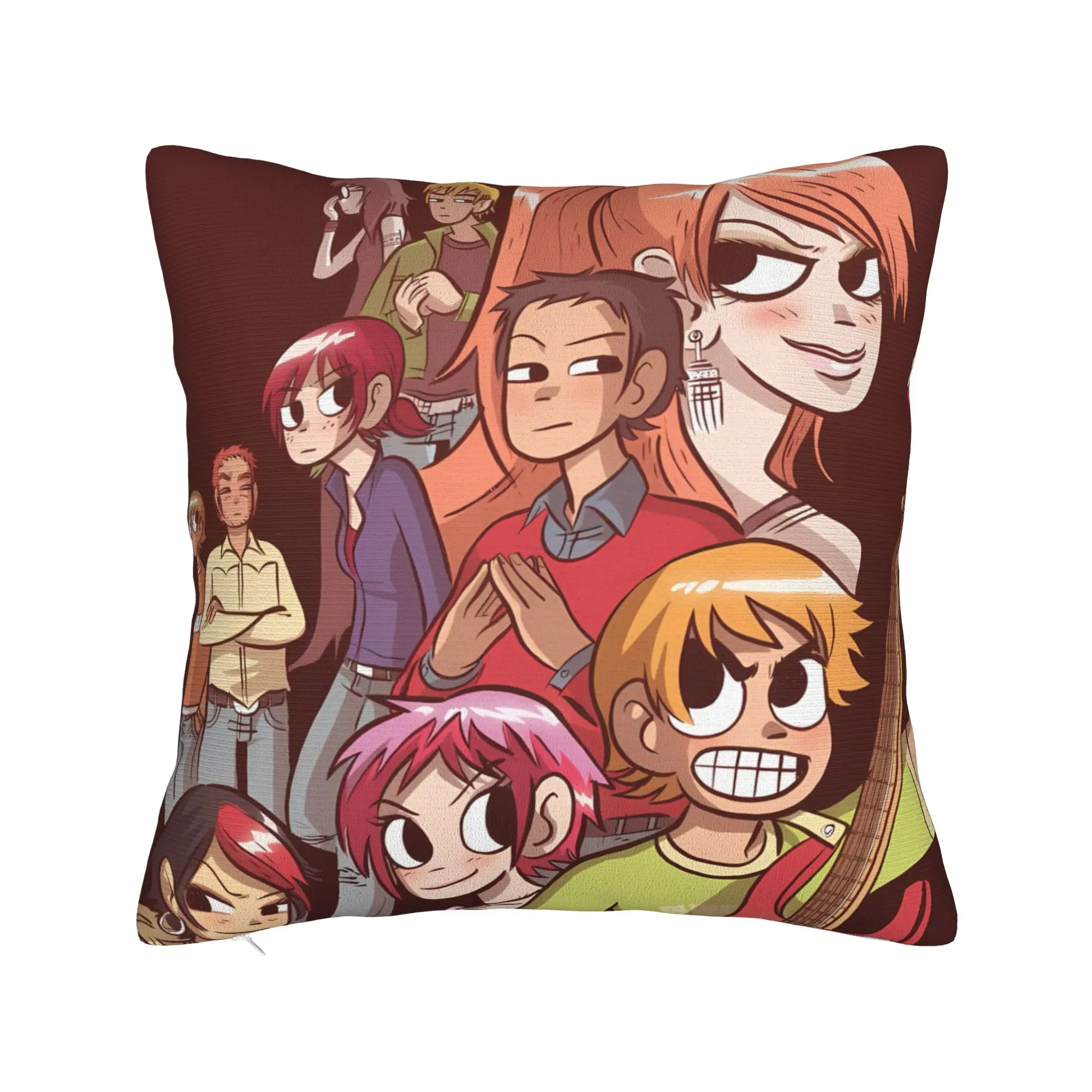 Scott Pilgrim Red Poster Art Pillow Case  Comfy Pillow Cover For Office Car Home Decor Funny Pillowcases