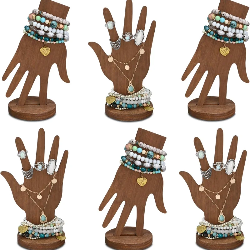 

Деревянная ручная витрина для ювелирных изделий, для автономного манекена, ручного дисплея для браслета, кольца, часов