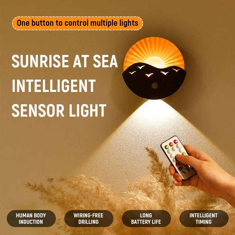 

Светодиодный светильник-ночник с датчиком, имитирующий рассвет, магнитный RGBW настенный светильник для спальни, гостиной, коридора, акцентный настенный светильник