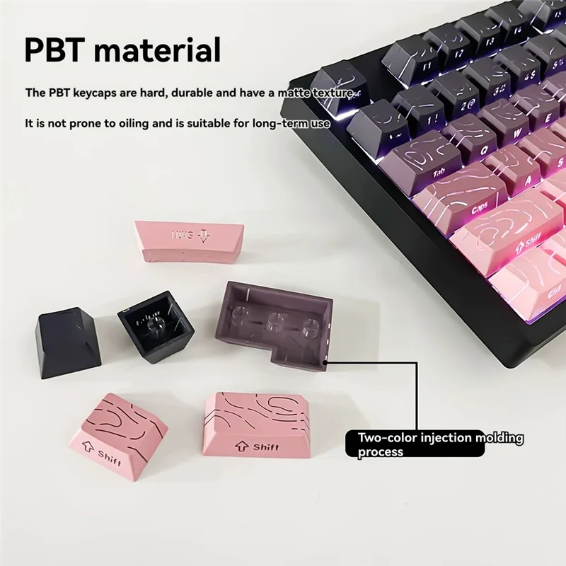 HJ-For MX Compatible Key Cap Set- Contour 4.0 Side Engraved PBT Translucent 133 Keys Gaming Mechanical Keyboard Keycaps