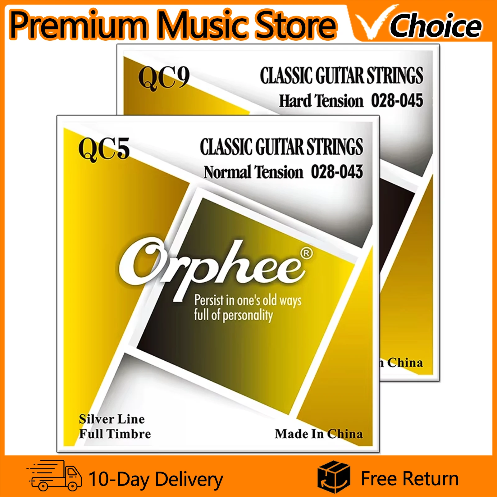 Orphee qc cordas de guitarra clássica, núcleo de nylon transparente banhado a prata, cordas de guitarra clássica, peças e acessórios de guitarra