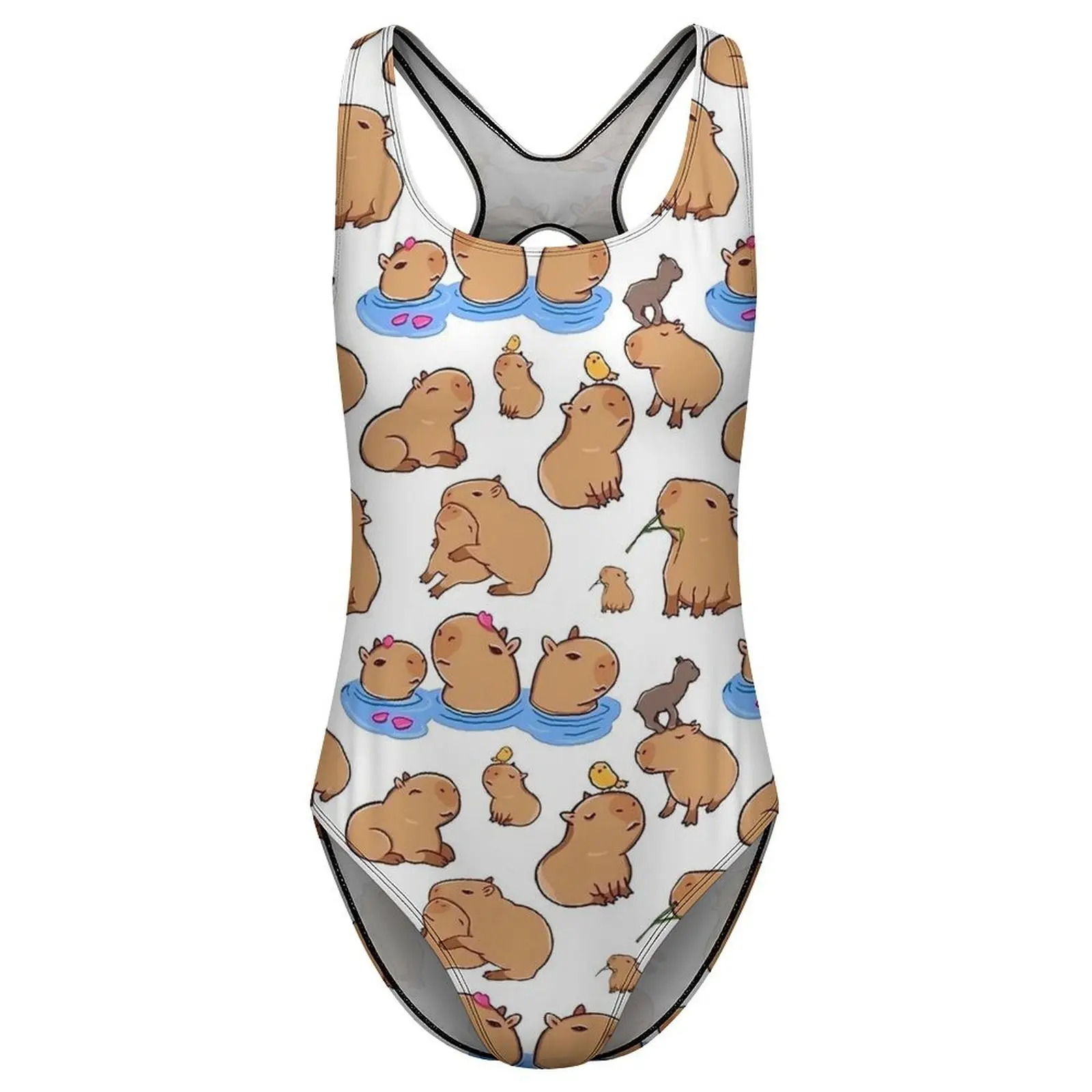 Capybara Print Swimsuit Cartoon Animal Swimwear One Piece Surfing Custom Swimsuits Bathing Suits Lady Push Up Sexy Beach Outfits