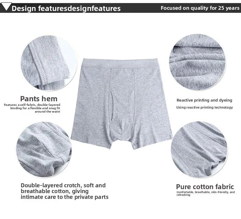 Boxer da Uomo a Vita Alta in Cotone, per Uomini di Mezza Età e Anziani, Taglie Grandi, Vestibilità Comoda, Morbidi, Traspiranti, Intimo in Cotone