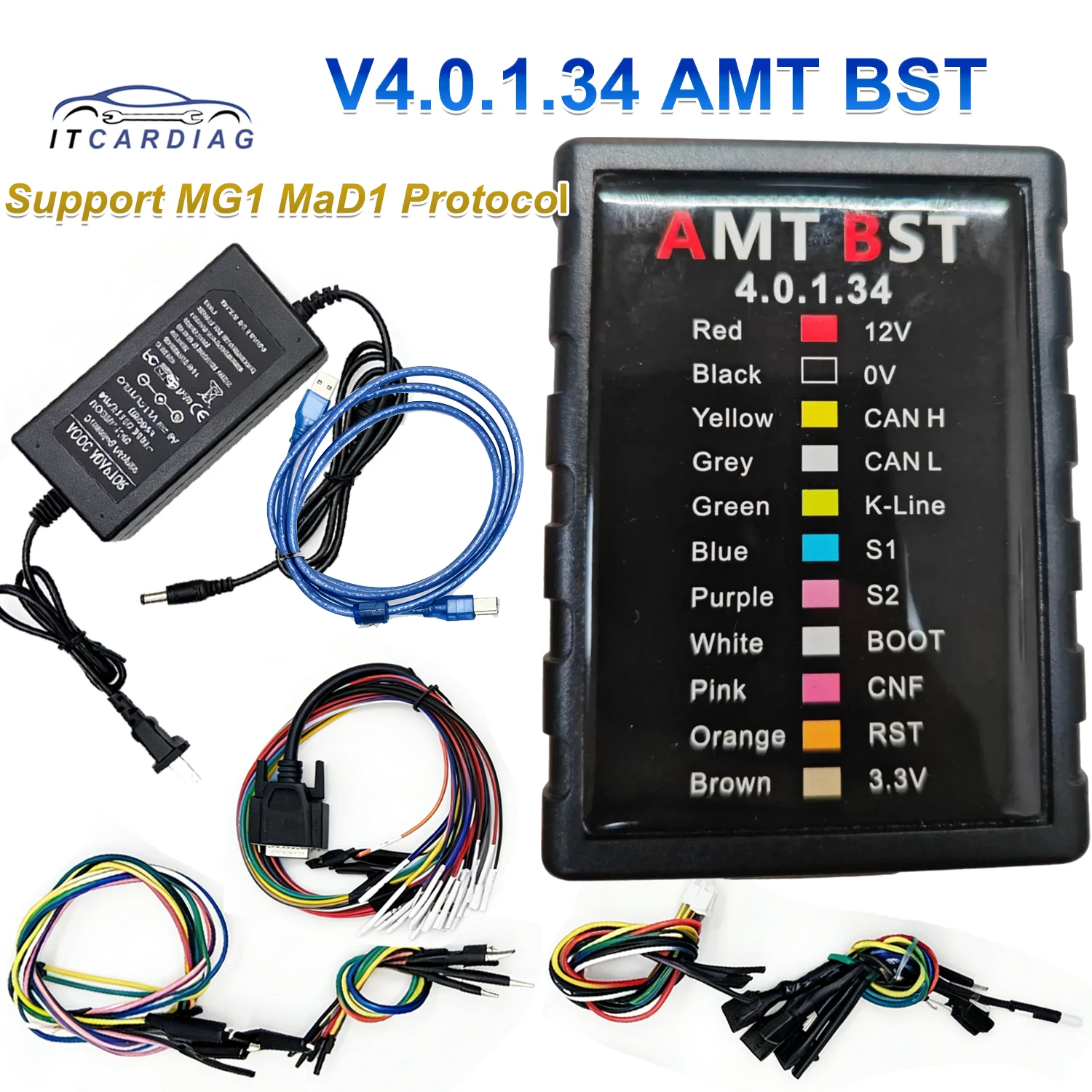 V4.0.1.34 AMT BST ECU Programmer Reader Universal Bench Read Write Service Tool Support MG1 MD1 Protocol