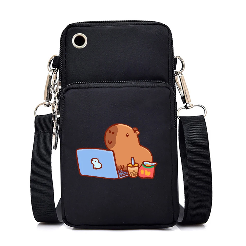 Women Purses and Handbags Cartoon Capybara Kawaii Mini Mobile Phone Bag Harajuku Y2K Tote Bag Coin Wrist Small Crossbody Bags