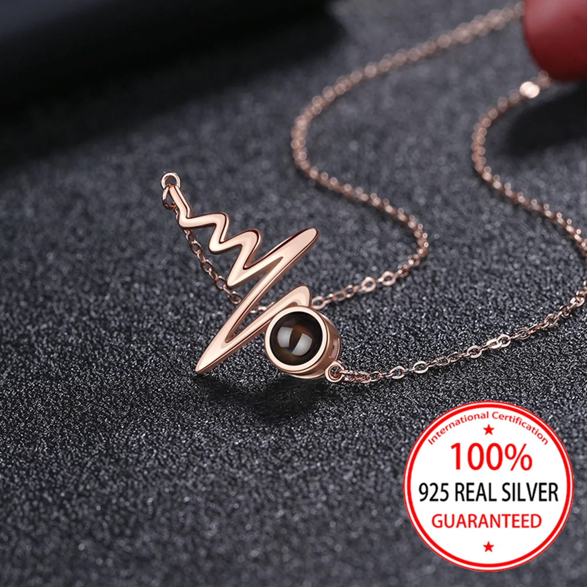 

Ожерелье из стерлингового серебра 925 пробы, цветное изображение, проекционное сердце, кулон, ожерелье, подарок на день Святого Валентина для подруги, элегантность