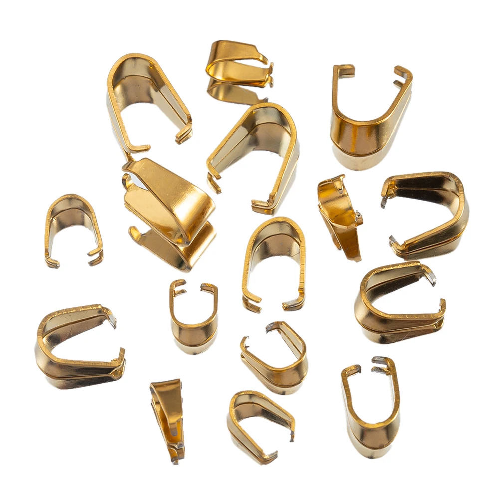 50pcs Stainless Steel Pinch Clip Clasp Necklace Pendants Clasps Melon Seeds Buckle Connectors for DIY Jewelry Making Components