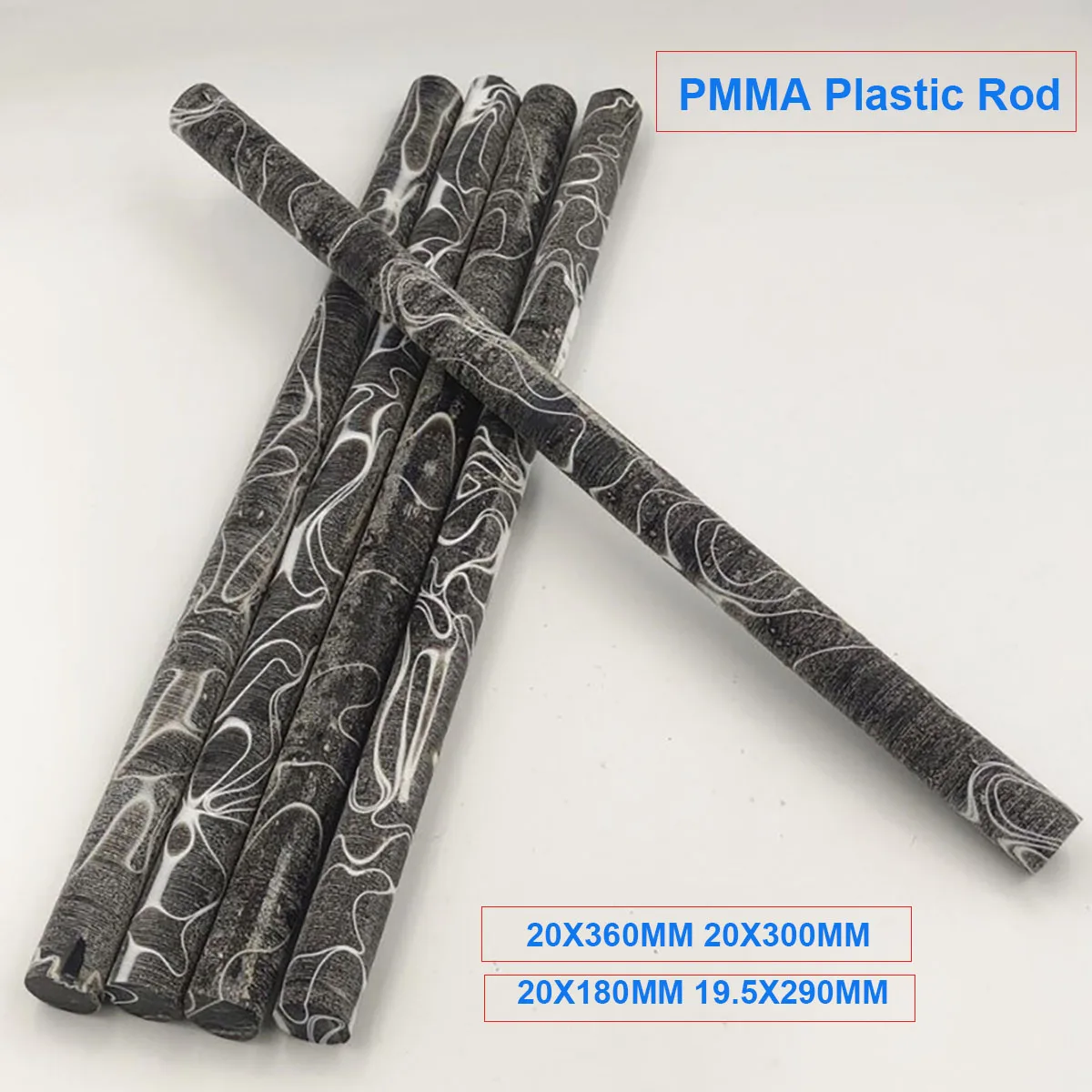 Solid PMMA Acrylic Round Rod, φ20mm & φ19.5mm Diameter Clear Colored Plastic Bar, Length 180/290/300/360mm Custom Cut Perspex Ro