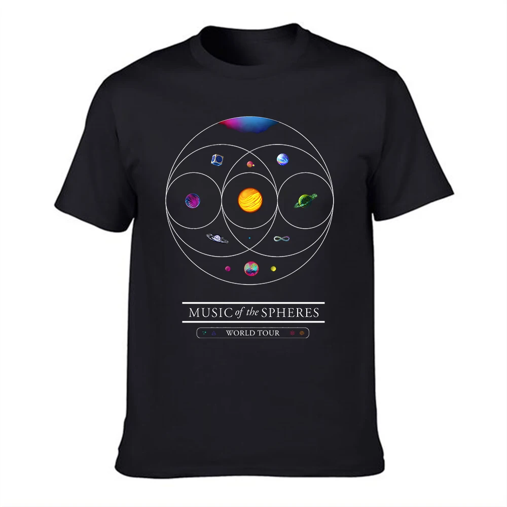 Camiseta de algodón para hombre con estampado gráfico de Coldplay Music of the Spheres, informal, de manga corta