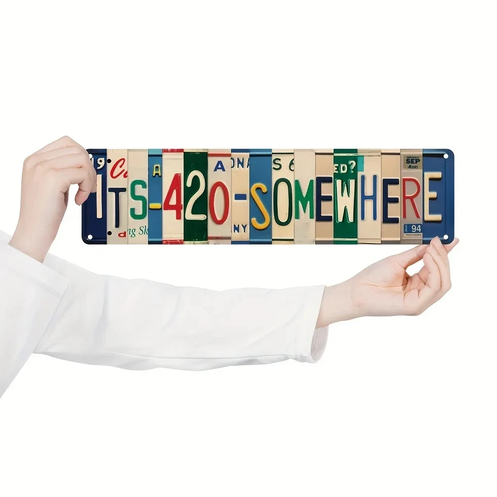 Vintage 420 Street Sign Metal Plaque, Perfect for Hippie Wall Art Decoration, Suitable for Smoker's Rooms, Bedrooms, Garages, or Smoking Study Rooms.