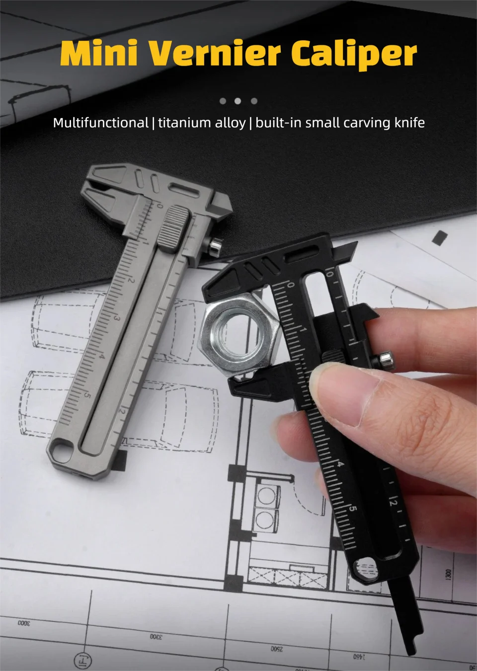 Titanium Alloy Multi-function Wrench Bottle Opener Surgical Screwdriver Ruler Outdoor Portable Unboxing Tool 4 Measuring Modes