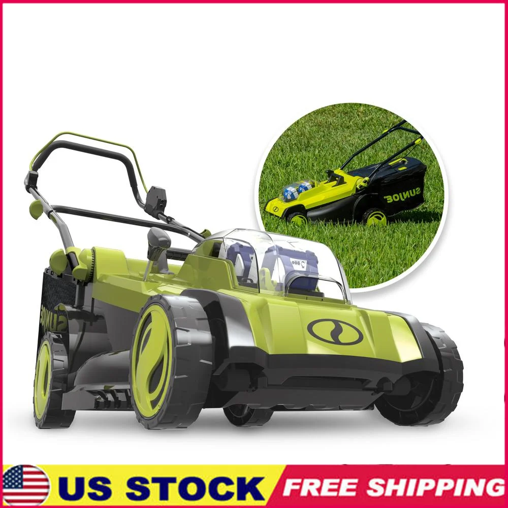 Battery Powered Walk-Behind Lawn Mower 17" Mulching w/ Adjustable Height & 11-Gallon Grass Catcher