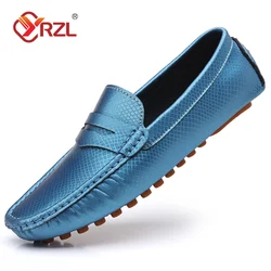 YRZL Men Leather Casual Shoes 2024 New Lightweight Breathable Slip-on Mens Driving Shoes Fashion Comfortable Loafers Moccasins