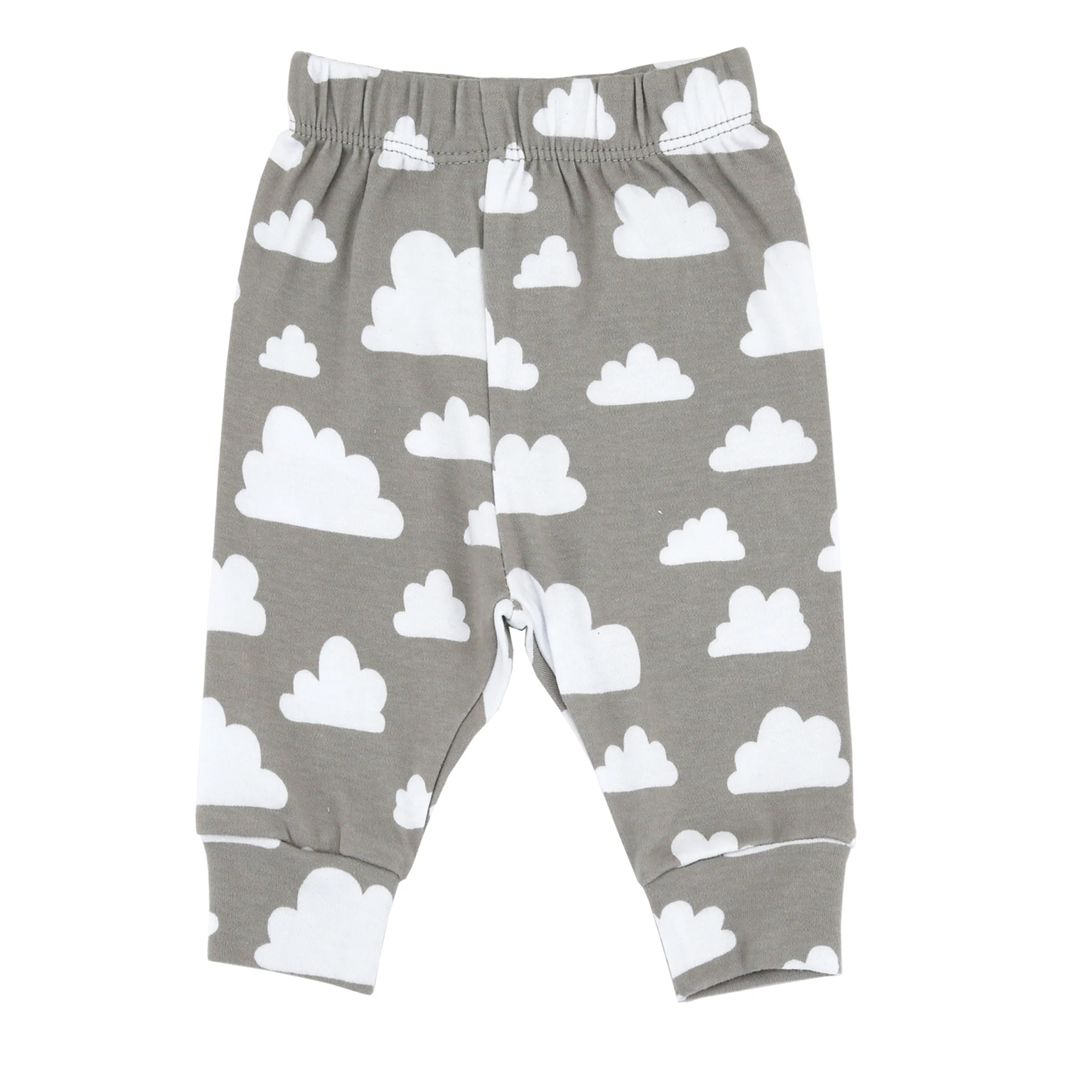3Pcs Newborn Baby Clothing Set Grey Cloud Print Cotton Short Sleeve Bodysuit + Pants + Hat Unisex Baby Outfit For 0-6M