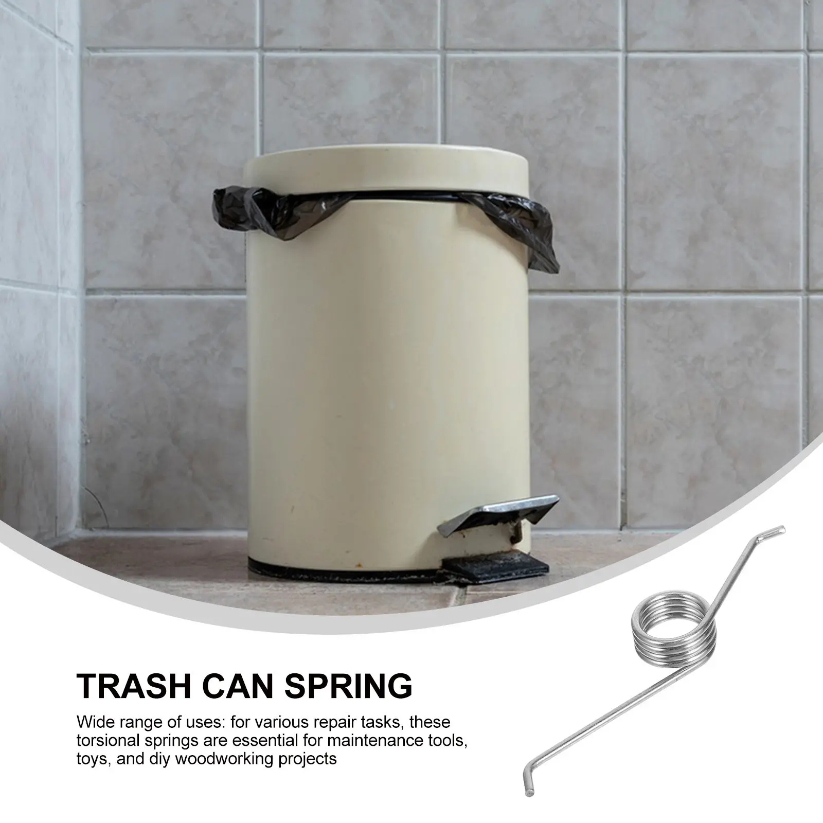 4Pcs Sturdy Metal Torsional Springs for Trash Can Lid Smooth Flip Action Replacement Garbage Bucket Bin Lid Spring Accessories