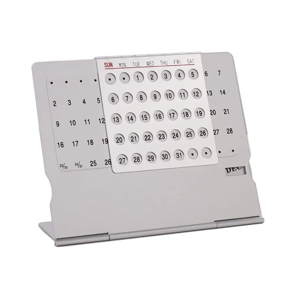 

Silver Durable For Home Aluminum Alloy Office Supplies English Metal Calendar Calendar Perpetual Calendar 100 Years Calendar