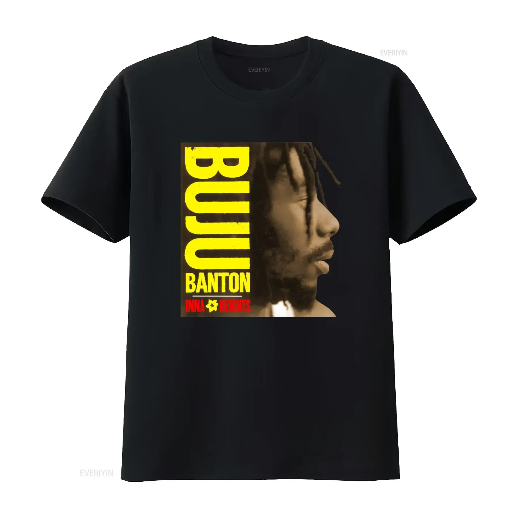 Camiseta de rap de Buju Banton, diseño Inna Heights, ropa urbana única para hombre, estilo vintage, lavada, transpirable, elástica y versátil