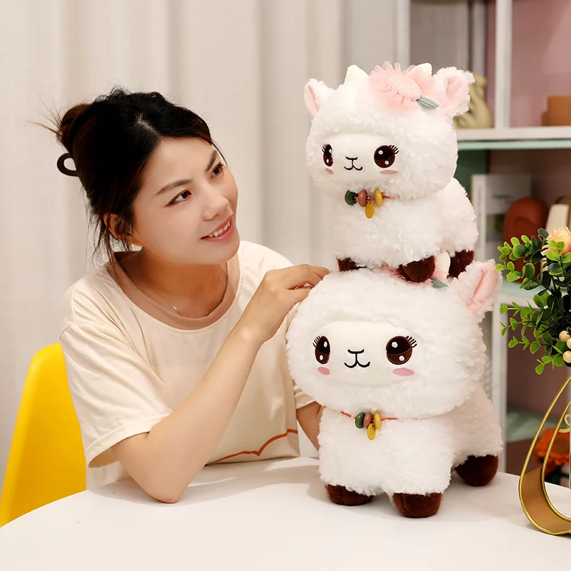 25/30cm Standing White Sheep Plush Animal Dolls Big Eyes Super Soft Baby Comfort Toys Pillows Back Cushion Girls Christmas Gifts