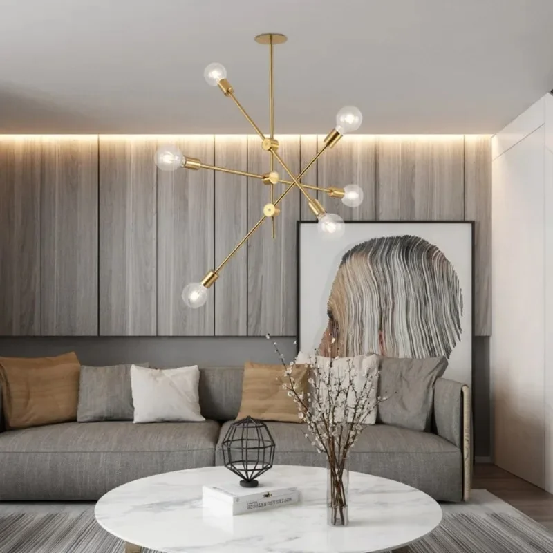 Metal Ceiling Lamp Modern Home Lighting Fixture Sputnik Chandelier Home Decor LED Light Nordic Postmodern Hanging Lamp