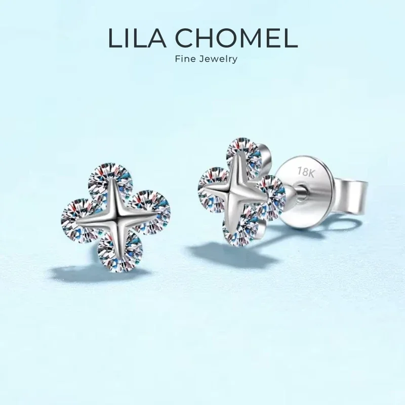 

Wife Valentine's Day 18K White Gold Women Wedding Party 0.8CT Moissanite Diamond PT950 Platinum Girl Birthday Gift Earrings