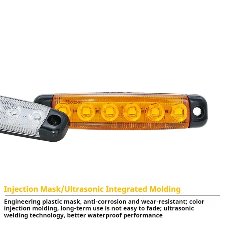 2PCS 12V/24V 6 Led Side Waterproof Marker Indicator Car Lights Front Rear for Trucks Cab RV Trailer image 2