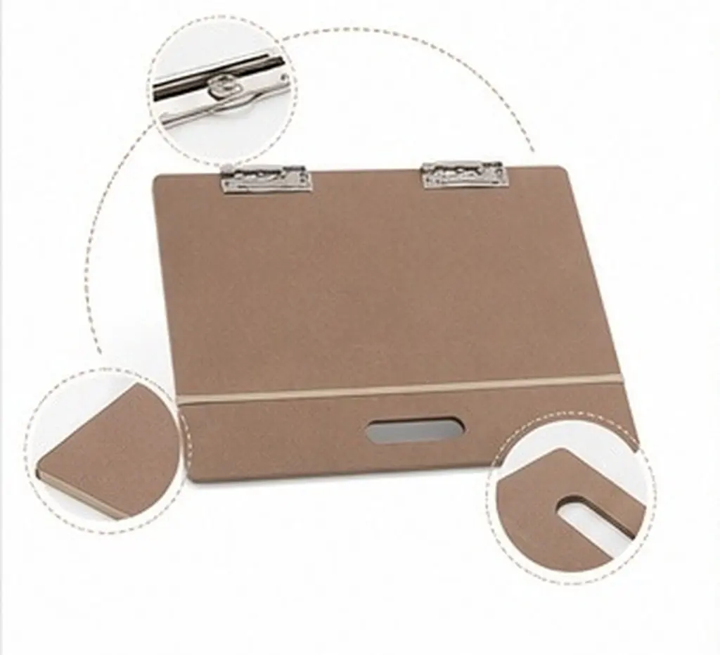 Wooden Portable Sketch Board A3 Size Artist Drawing Board with Ergonomic Handle Metal Paper Clip Adjustable Strap for Travel