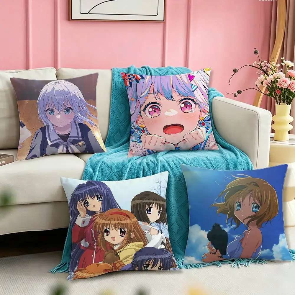 K-Kanon Winter Snow V-Visual Novel Square Double-Sided printed Pillow Case Bedroom Bedside Pillow Sofa Cushion Cover