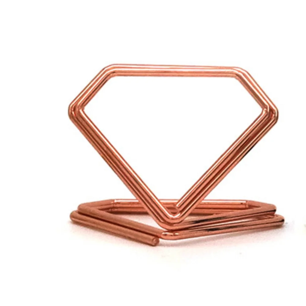 Diamond Triangle Place Card Holders Mini Gold Table Number Holders Metal Photo Reserved Message Memo Name Card Display Stand