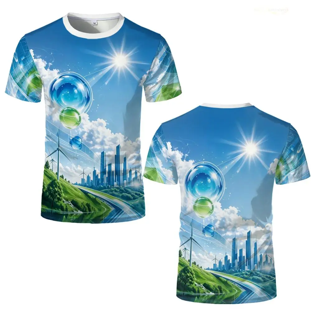 2026 Frutiger Aero 3D-Druck Herren T-Shirt Futuristische Natur-Grafik Kurzarm-Shirt Y2K Streetwear Lässiges Sommer-Rundhals-Oberteil – Detail 3