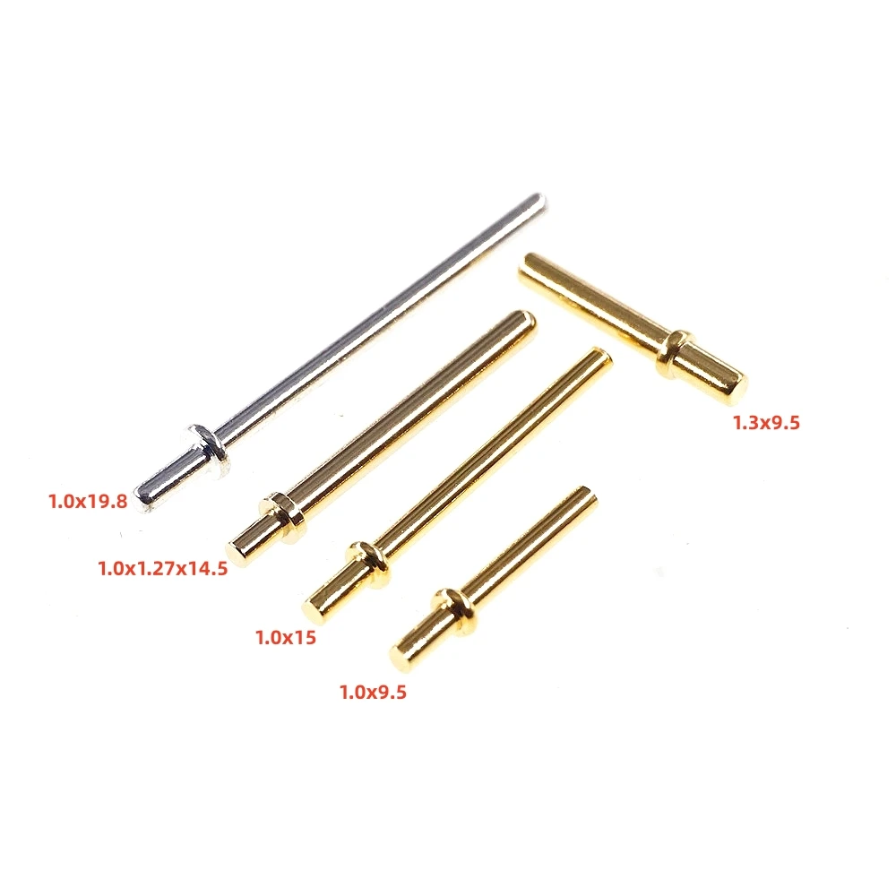 100Pcs 9.5 14.5 15 MM Printed Circuit Male PCB Pins Press-Fit Tip 1 1.3 2 MM Diameter Single Brass Plated Gold 1u Tin Connector