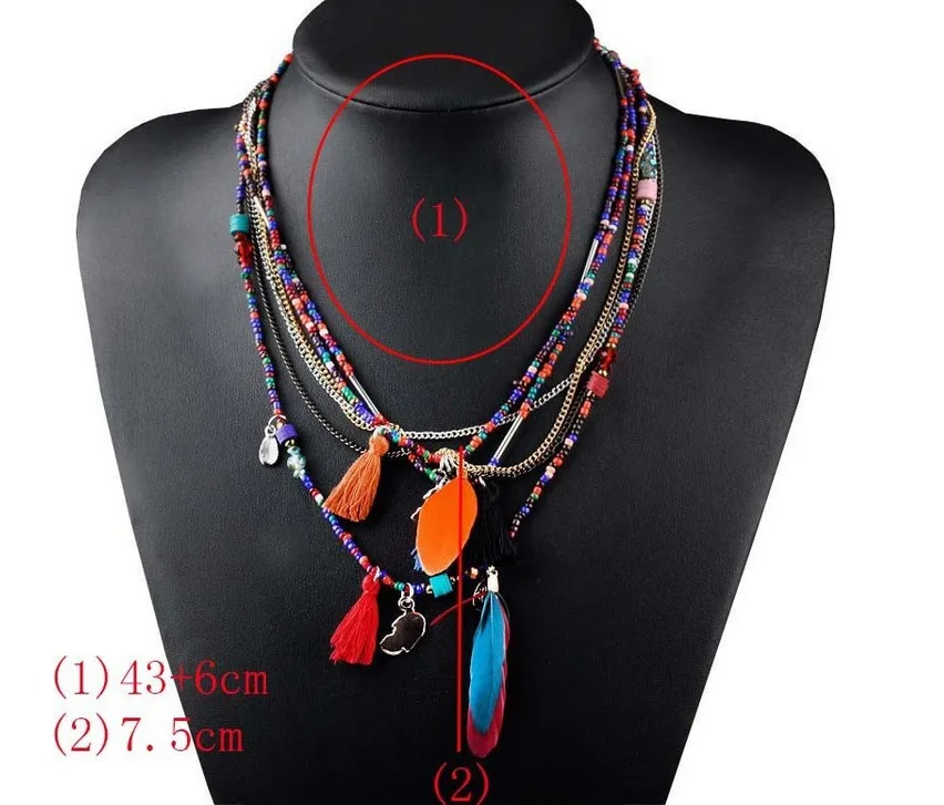Hot Women Fashion Cute Retro Fashion Retro Jewelry Wild bead feathers Party Gift Jewelrty N1085