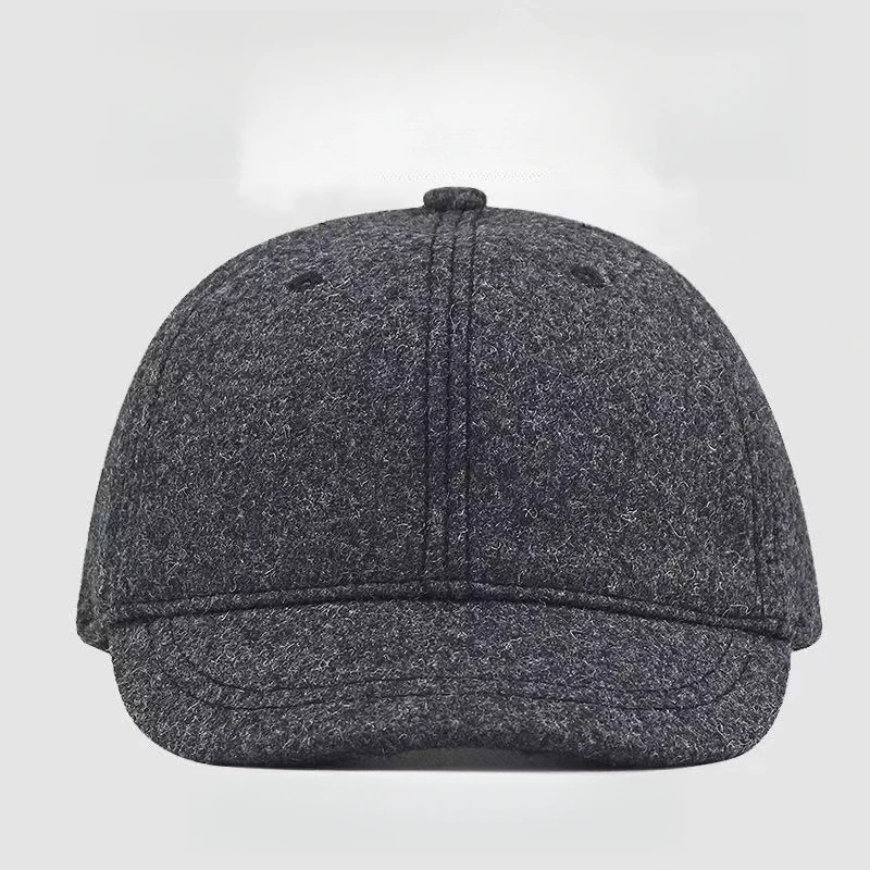 American-Style Wool Short-Brimmed Hat For Men Hard-Top Vintage Large Head Circumference Equestrian Cap Duckbill Cap