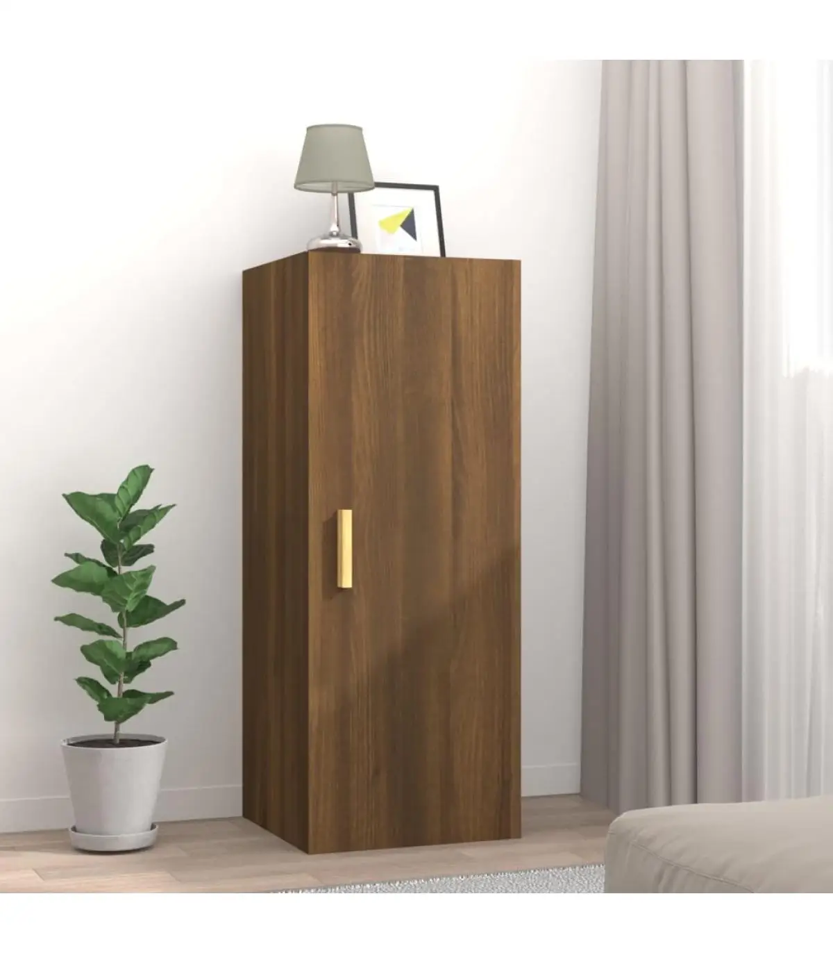 Shelves and shelves wall cabinet plywood oak brown 34,5x34x90cm