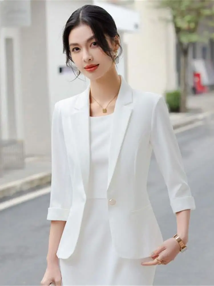 

Summer New Sle Women's Slim Fit ort Length Thin Coat Seven Sve Button up Sunscreen Top Faionable Casual Jaet